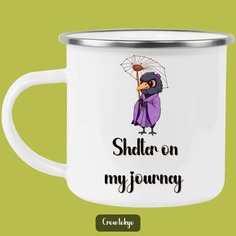 Funny Dignified Crow Umbrella Camping Mug - Elegant Outdoor Sips