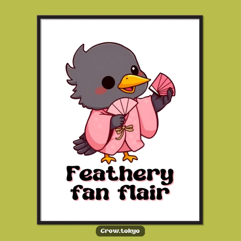 Funny Playful Crow Fan Digital Art - Instant Whimsical Decor