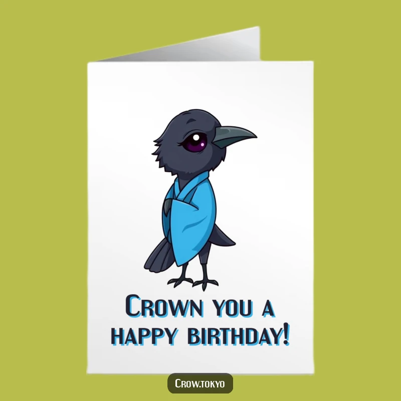 Free Printable Birthday Card: Crow Kimono Elegance, Respectful Downloadable Gift Greeting