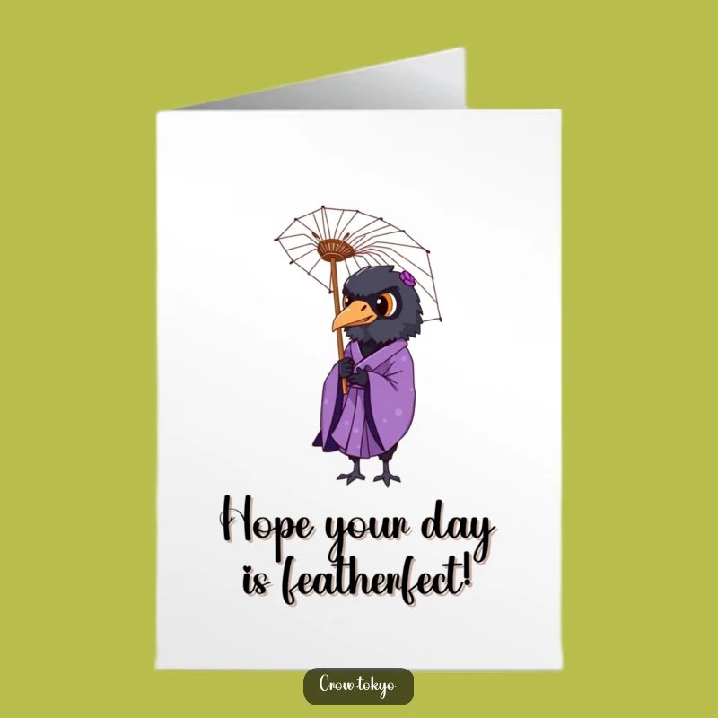 Free Printable Birthday Card: Crow Umbrella, Dignified Downloadable Gift Greeting