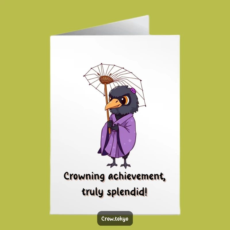 Free Printable Congrats Card: Crow Umbrella Grace, Elegant Downloadable Gift Greeting
