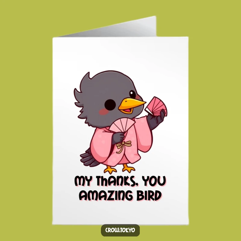 Free Printable Thank You Card: Crow Fan Trick, Playful Downloadable Gift Message